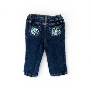 Vintage Apple Bottoms Dark Blue Kids Jeans Gold Blue Accent Size 2T Adjust Y2K